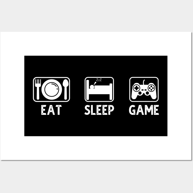 Eat Sleep Game Repeat Wall Art by DragonTees